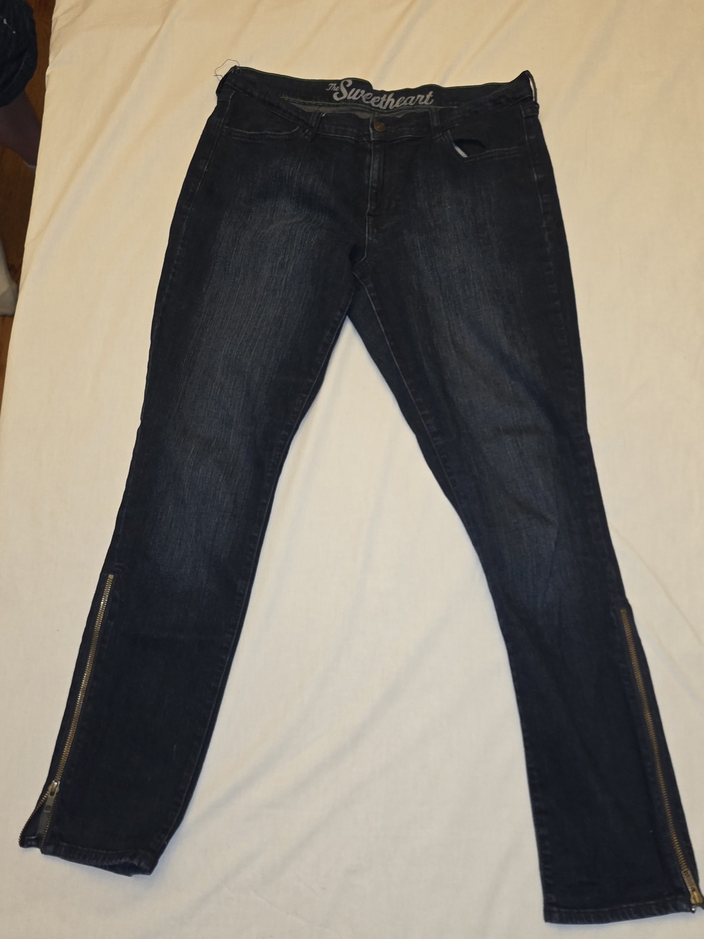 Old Navy Sweetheart Dark Blue Skinny Jeans with Ankle Zippers Split Hem sz 12